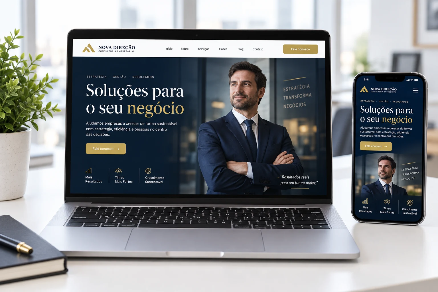 Demonstração visual: Website institucional com captação de contactos
