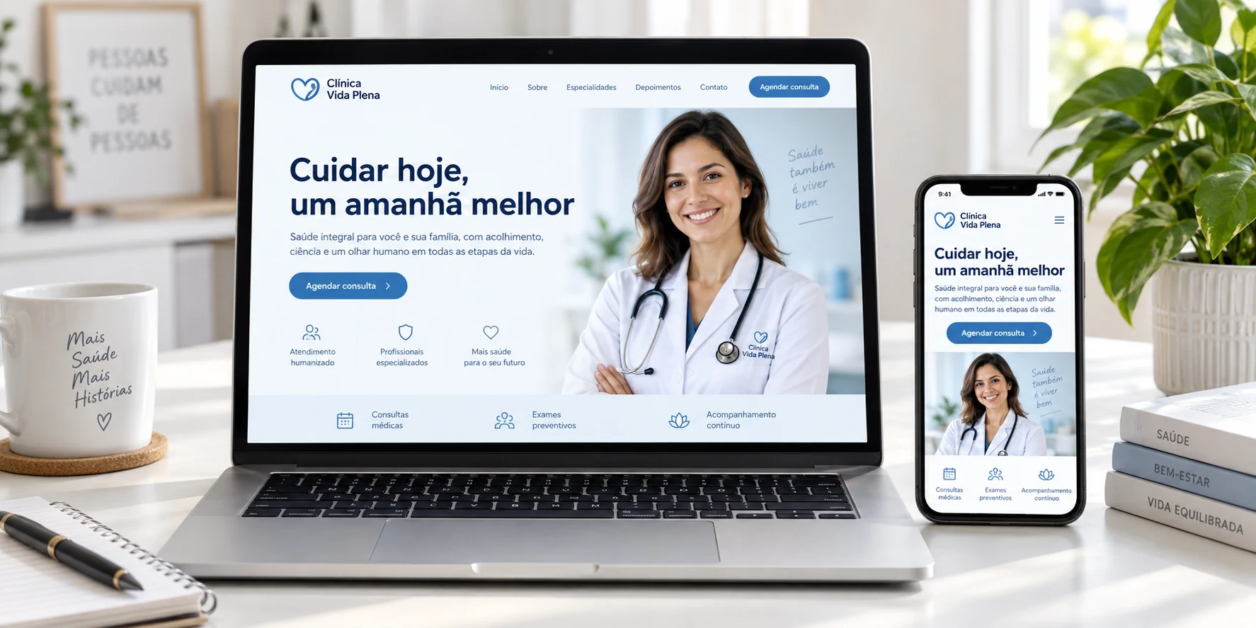 Demonstração visual: Website institucional para clínica