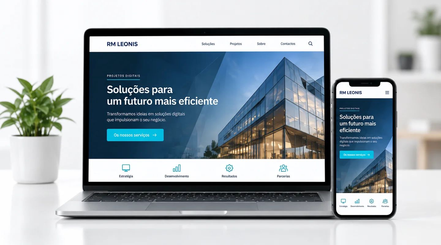 Demonstração visual: Website institucional para empresa de construção